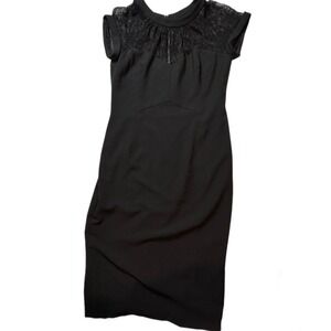 Maggy London Black Lace Cap Sleeve Sheath Dress Womens Size 14 Career‎